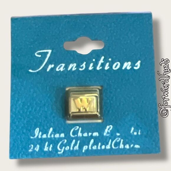 Bundle Sale 3 for $15 | Transitions Italian “W” Charm 24 K Gold Plated - Picture 1 of 6